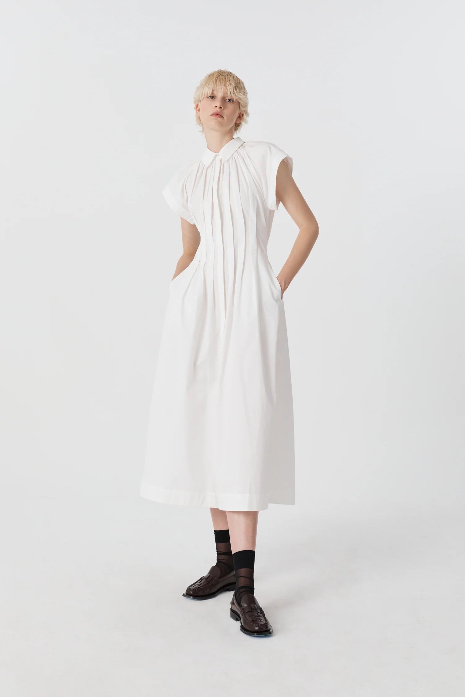Uncharted Pleated Shirt Dress