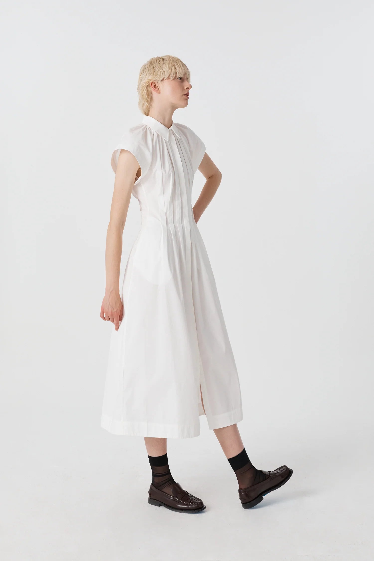 Uncharted Pleated Shirt Dress