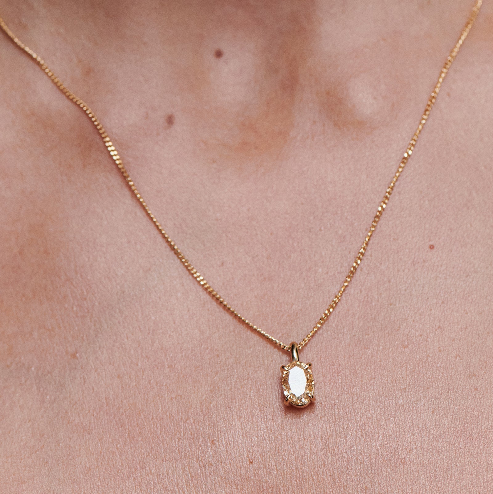 1.26ct Champagne Oval Solitaire Pendant
