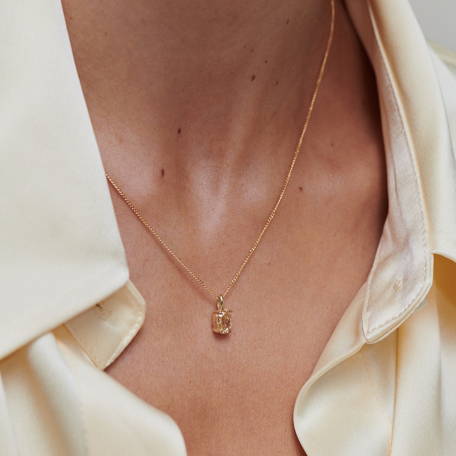1.26ct Champagne Oval Solitaire Pendant