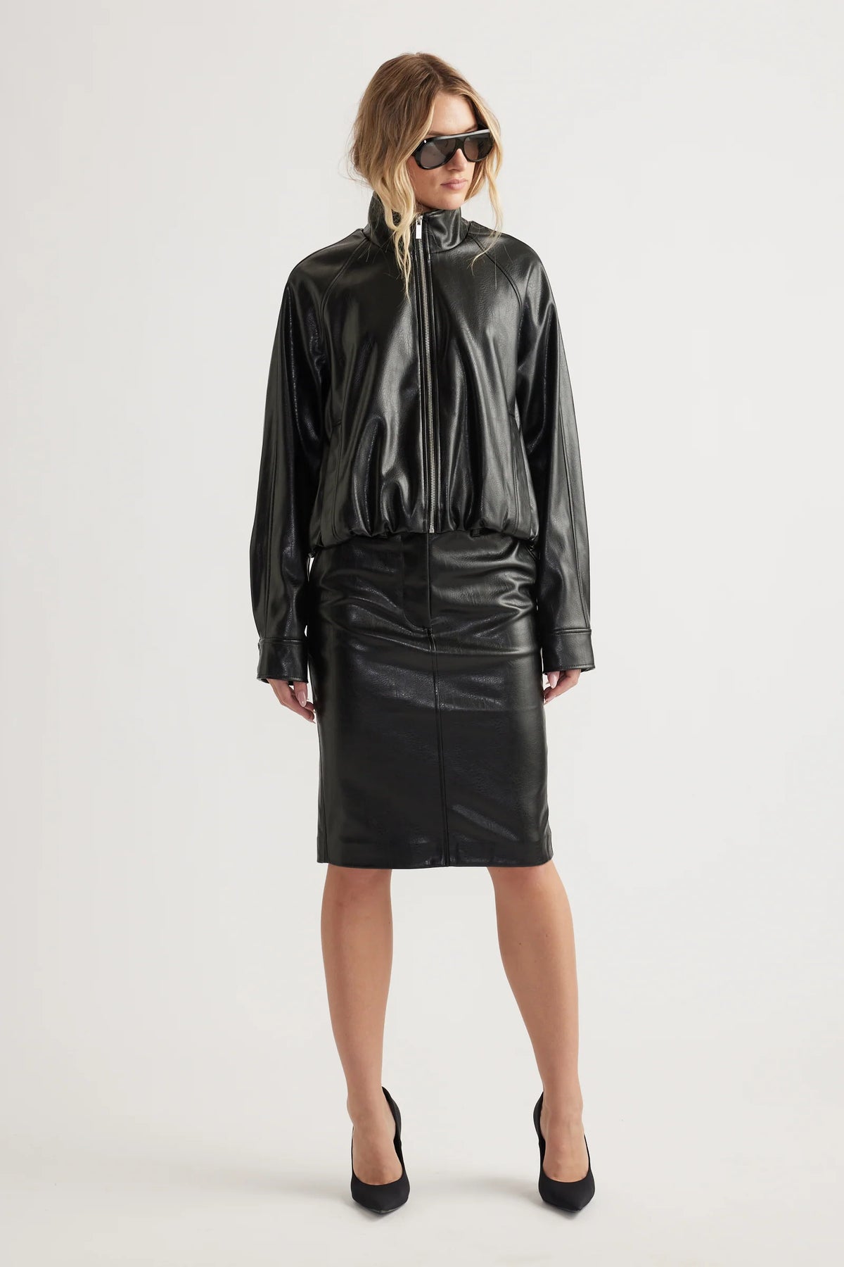 Ari Faux Leather Bomber Jacket