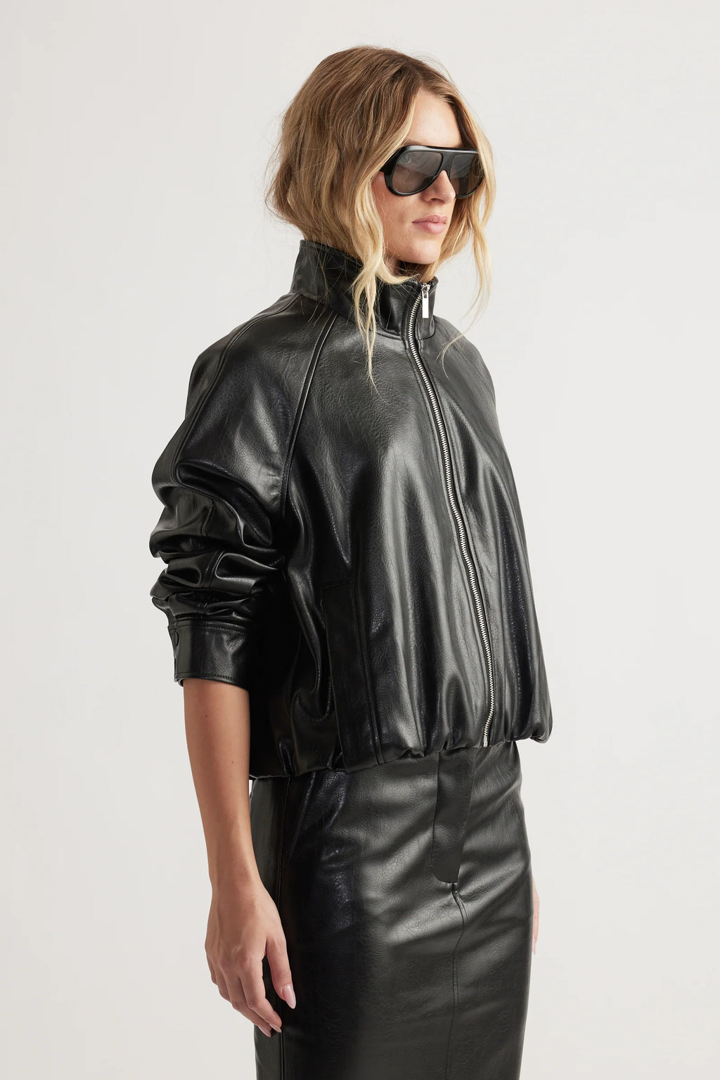 Ari Faux Leather Bomber Jacket