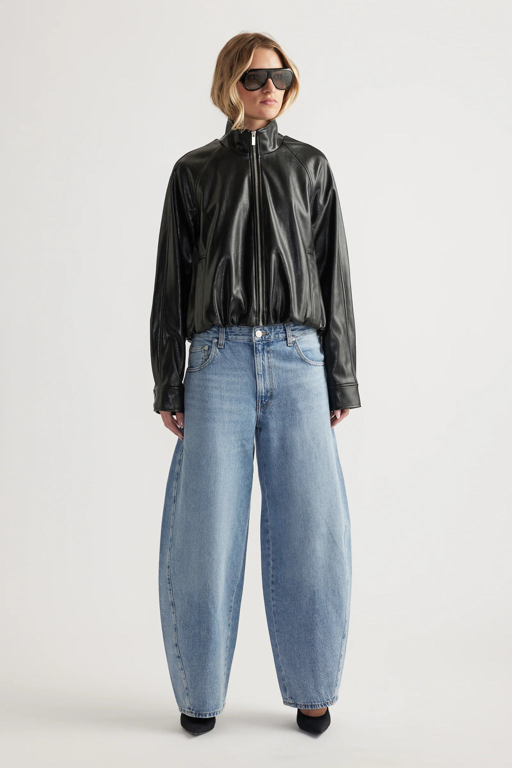 Ari Faux Leather Bomber Jacket