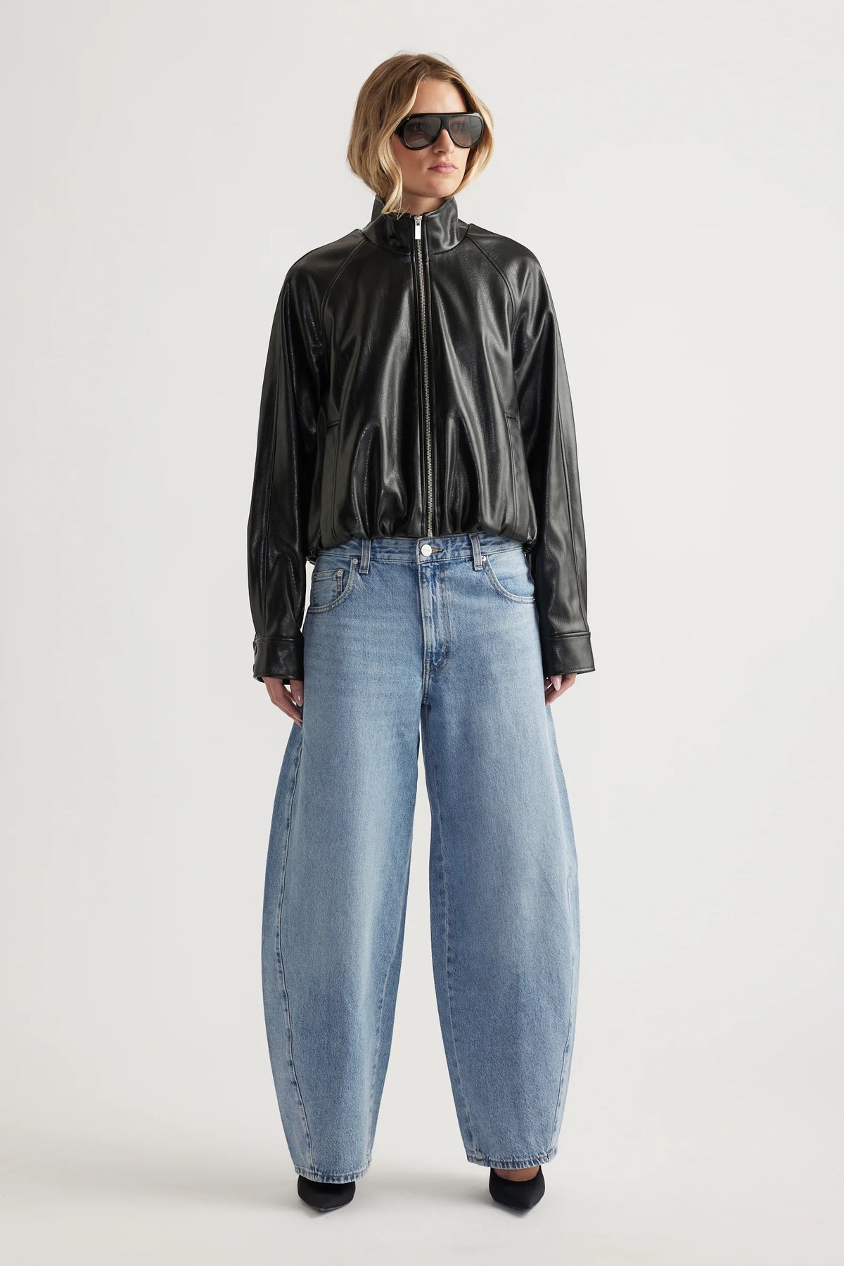 Ari Faux Leather Bomber Jacket