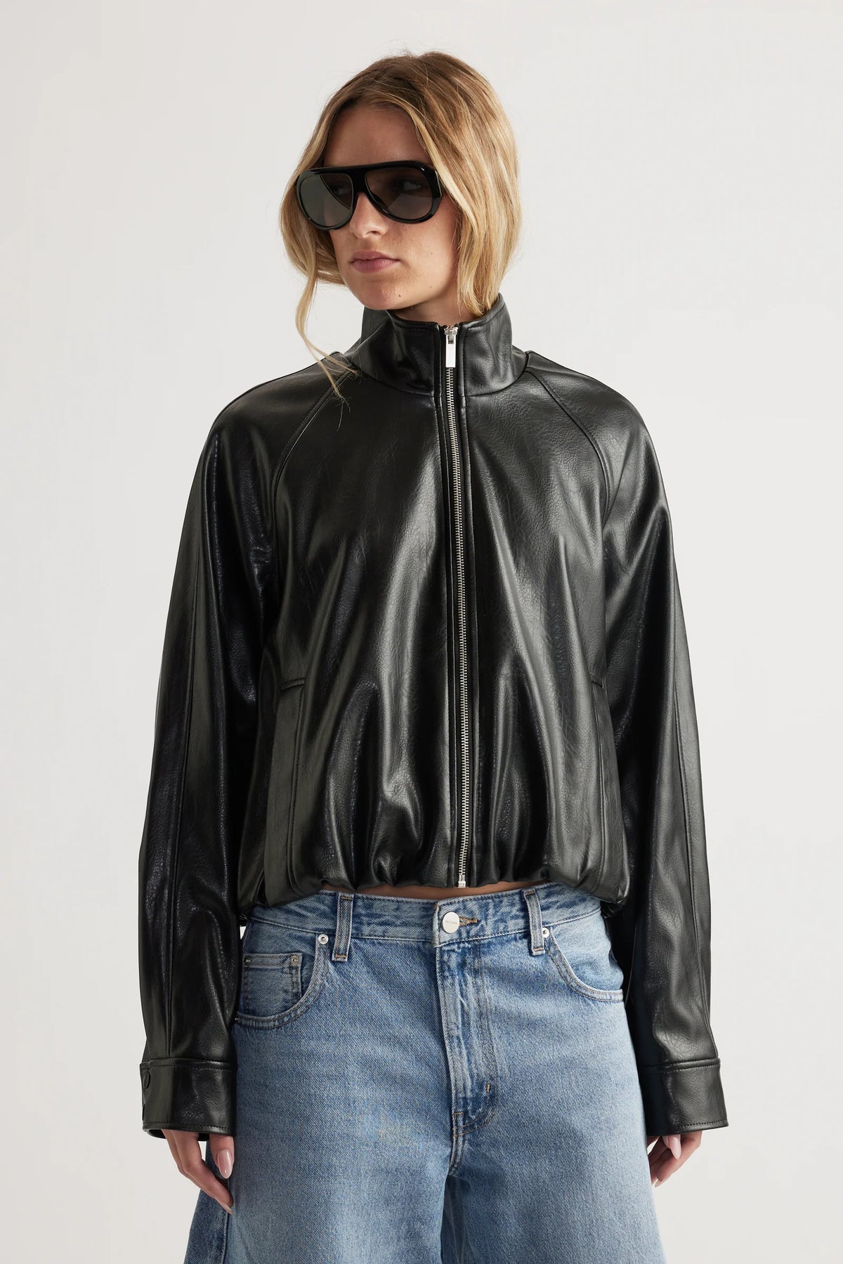 Ari Faux Leather Bomber Jacket