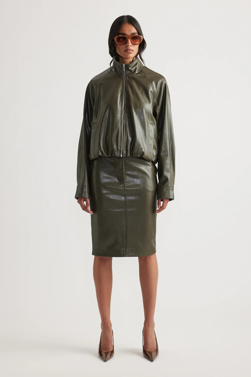 Ari Faux Leather Bomber Jacket