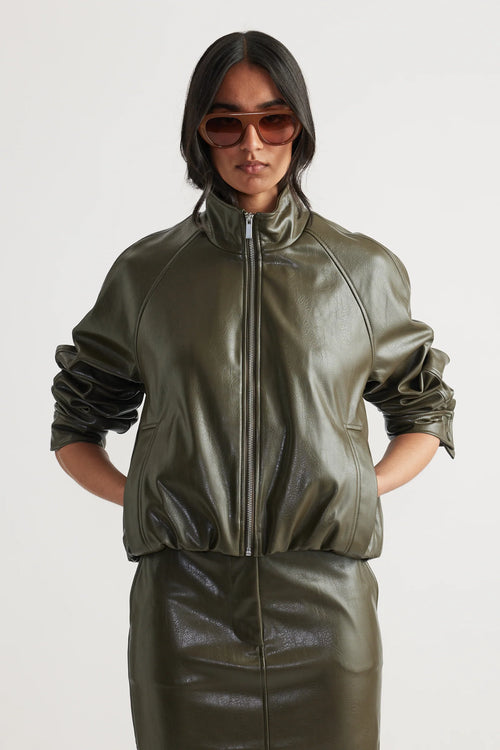 Ari Faux Leather Bomber Jacket