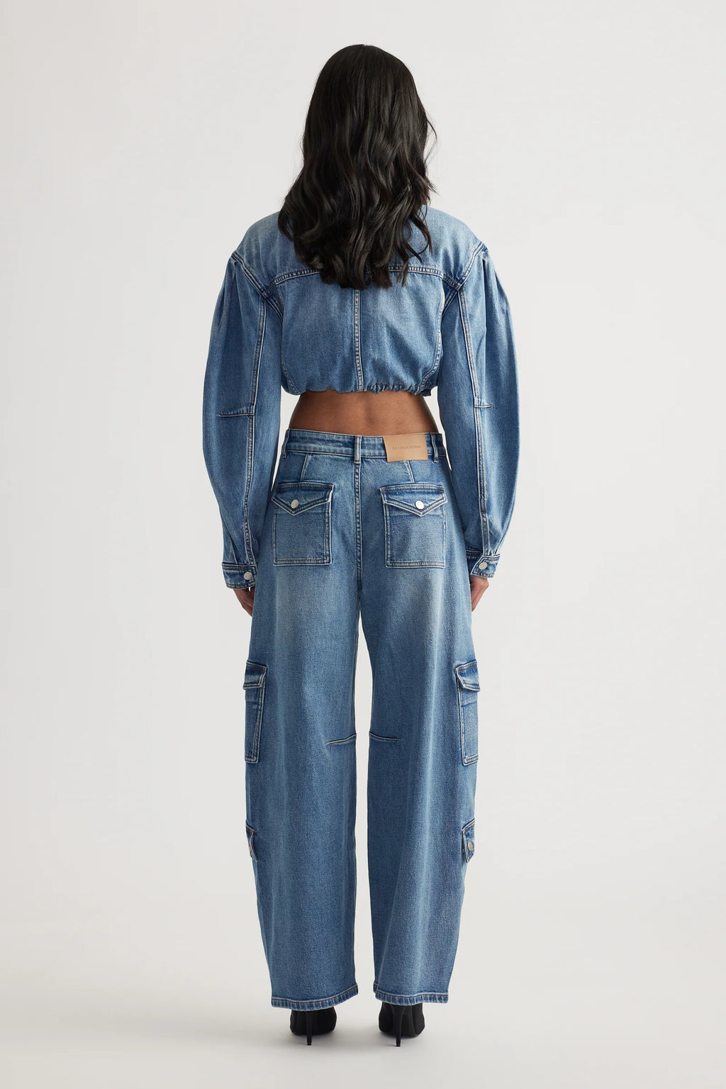Alexa Barrel Denim Cargo Pants