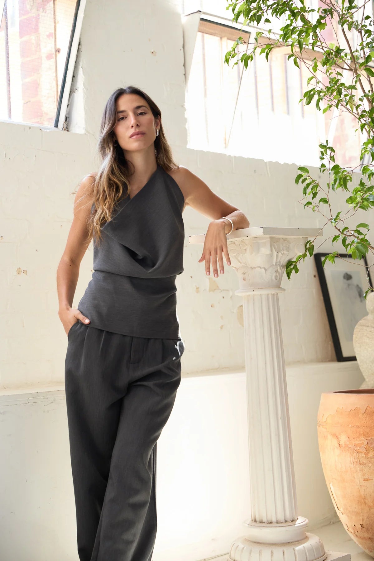 Melissa Tie Top Steel Gray