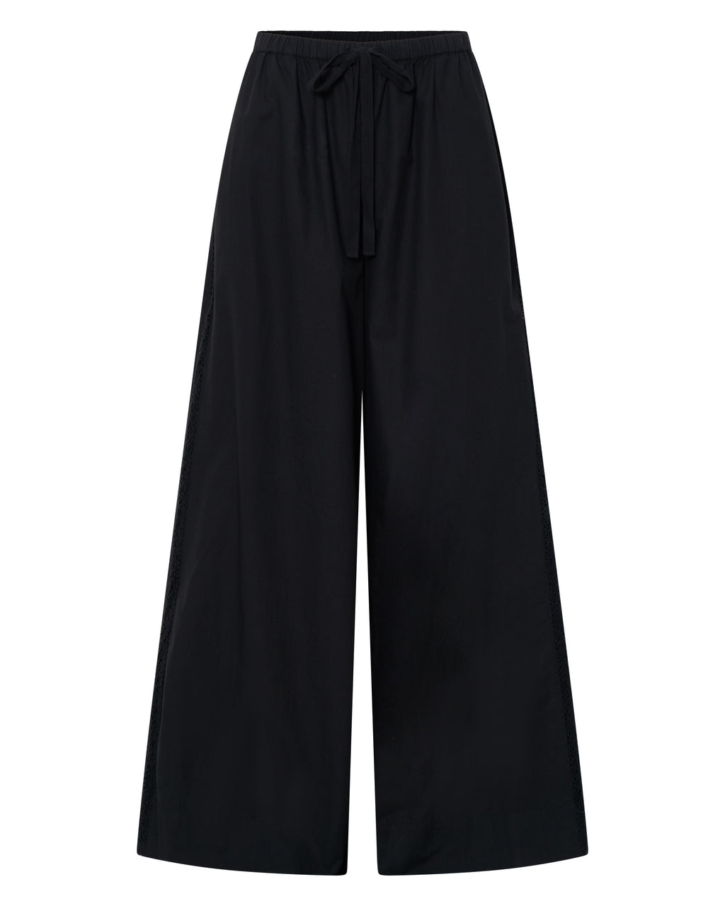 Pelias Black Crochet Poplin Pants