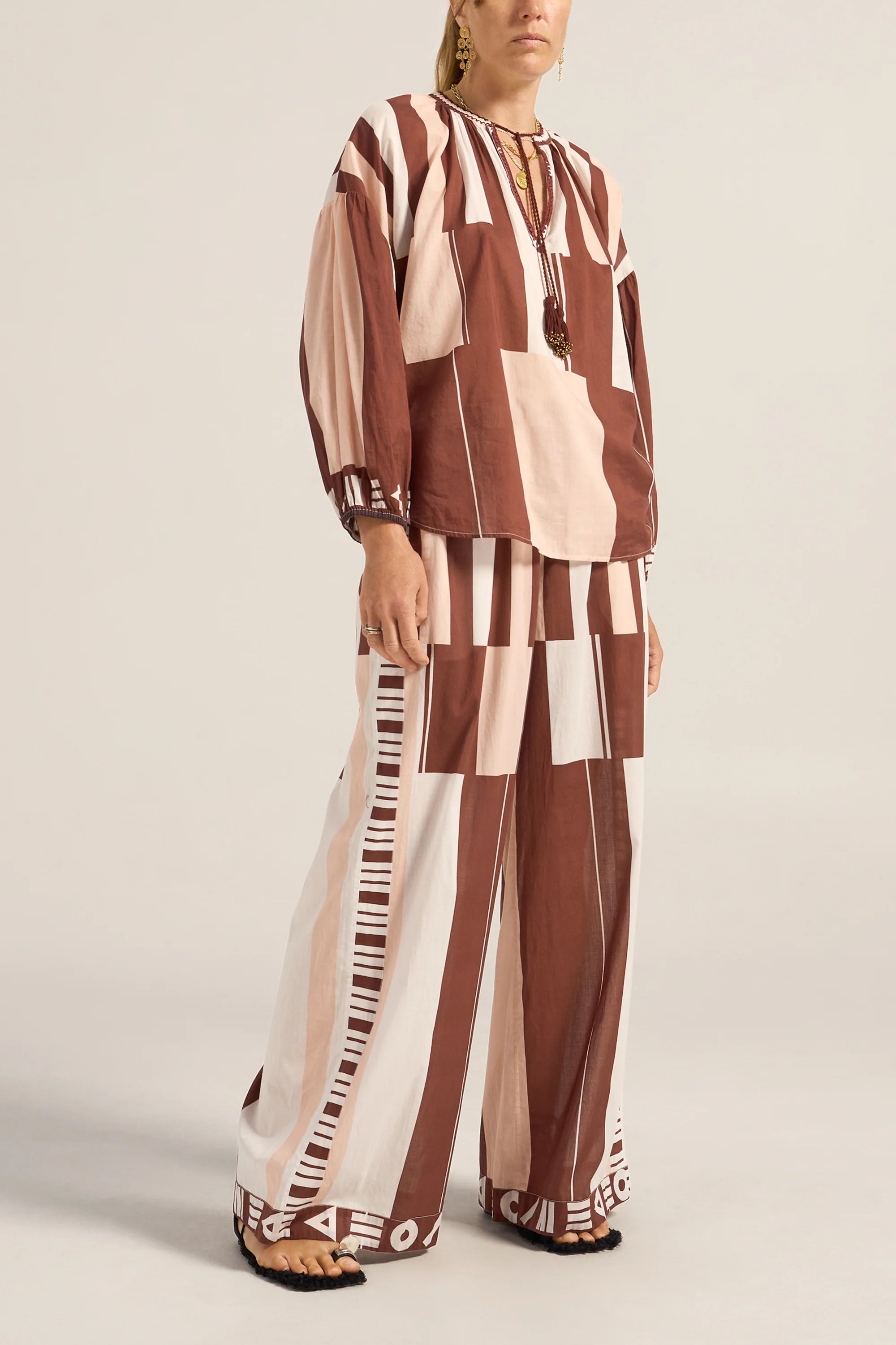 Tyro Pink & Brown Sarong Blouse