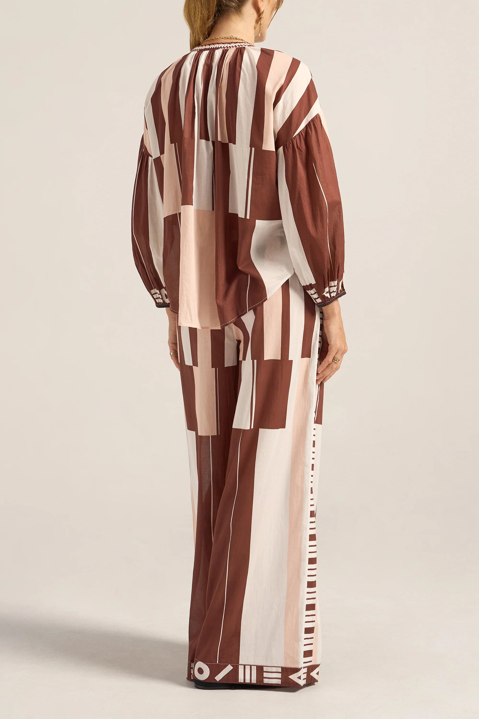 Tyro Pink & Brown Sarong Blouse