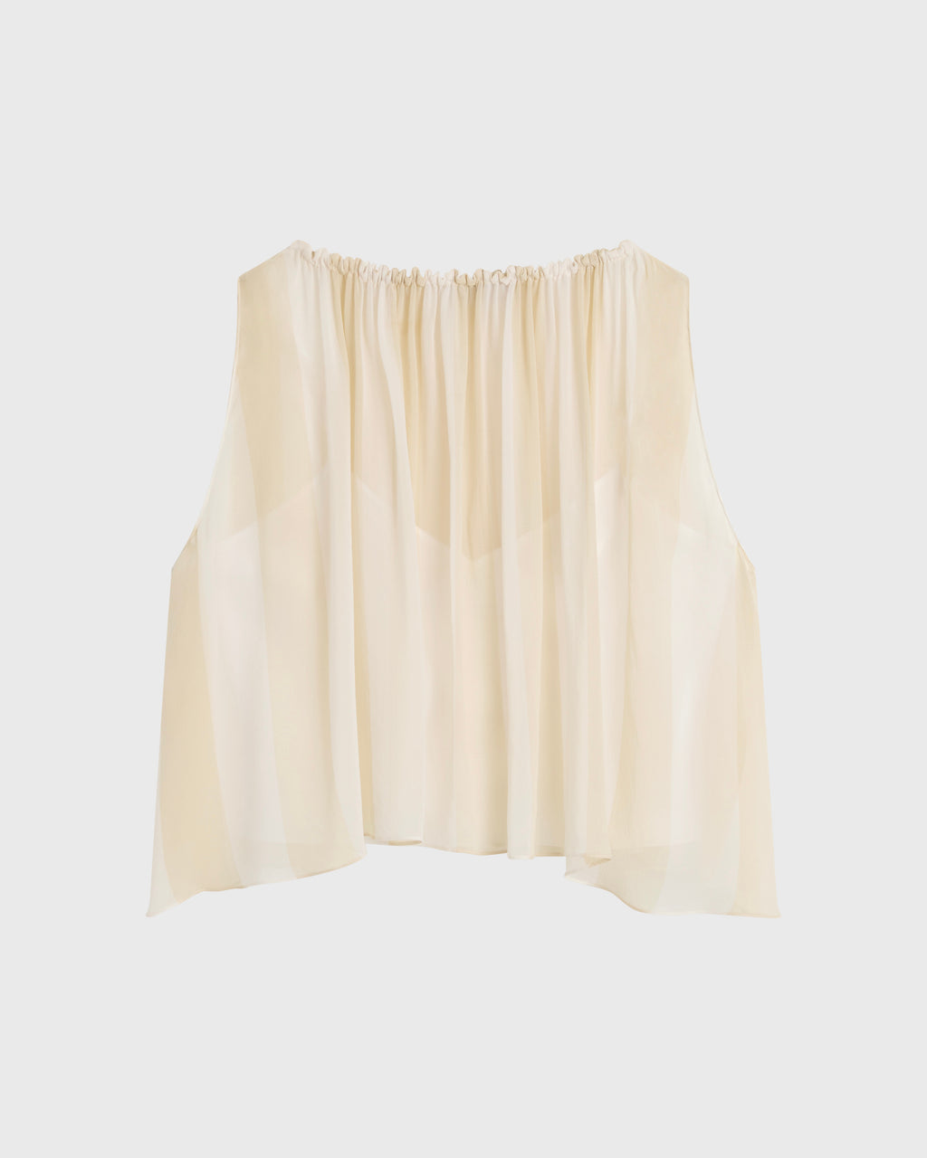 Capri Silk Gathered Top Ecru