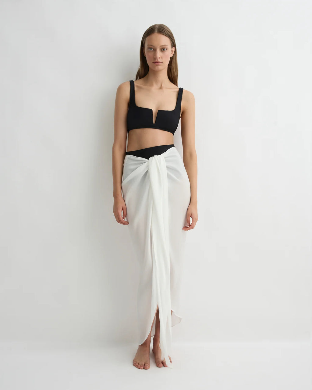 Cremona Tie-Front Sarong White