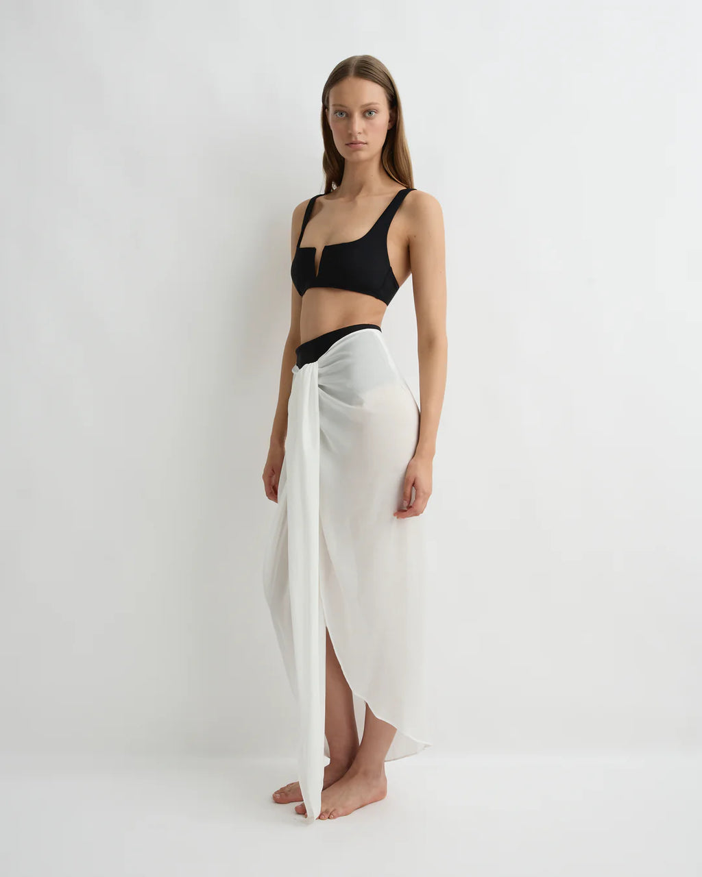 Cremona Tie-Front Sarong White