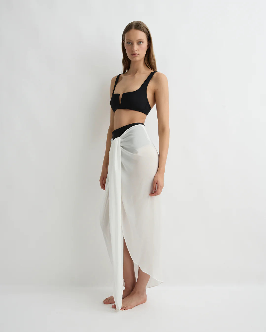 Cremona Tie-Front Sarong White