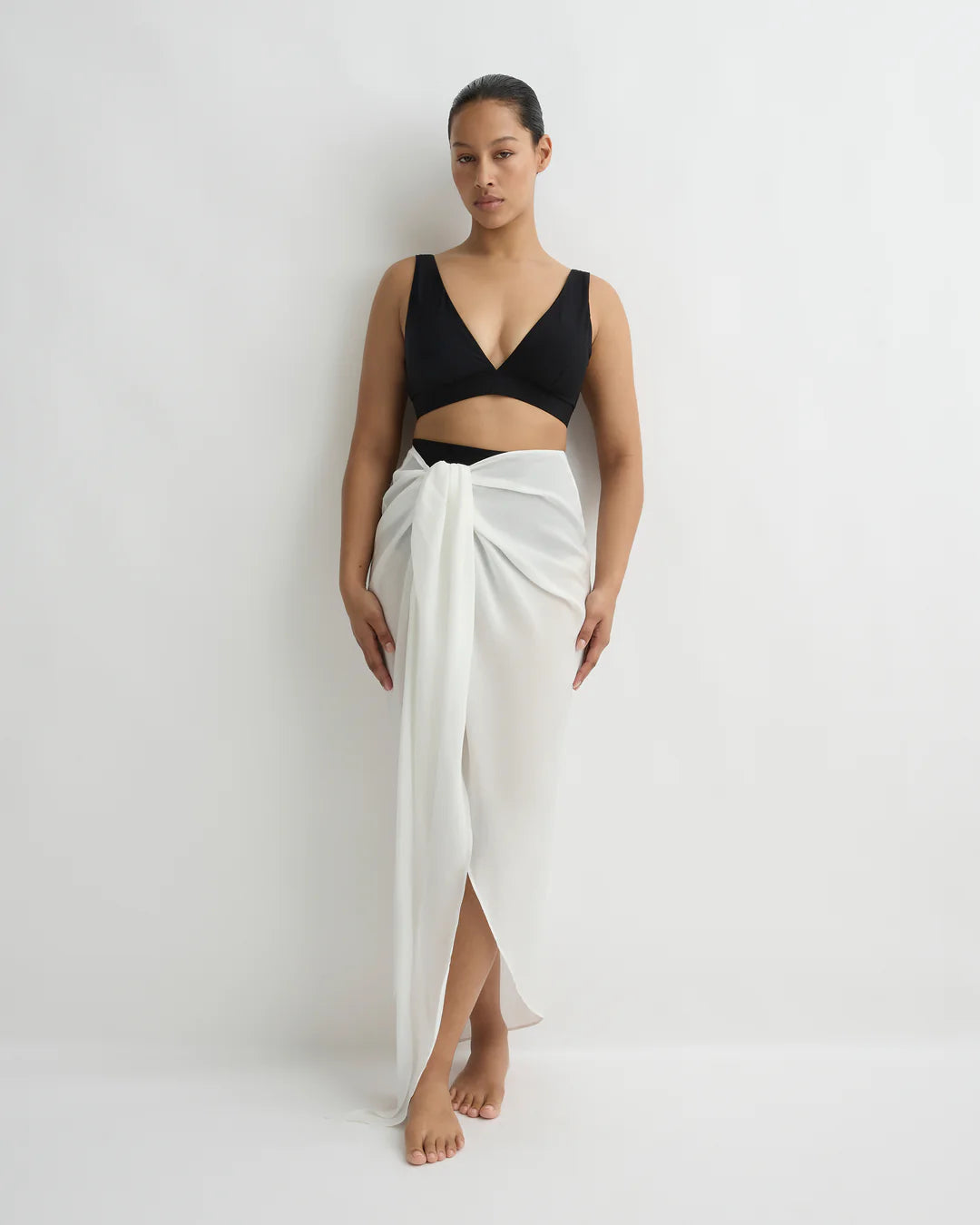 Cremona Tie-Front Sarong White