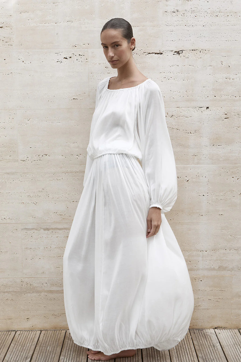 Cremona Balloon Skirt White