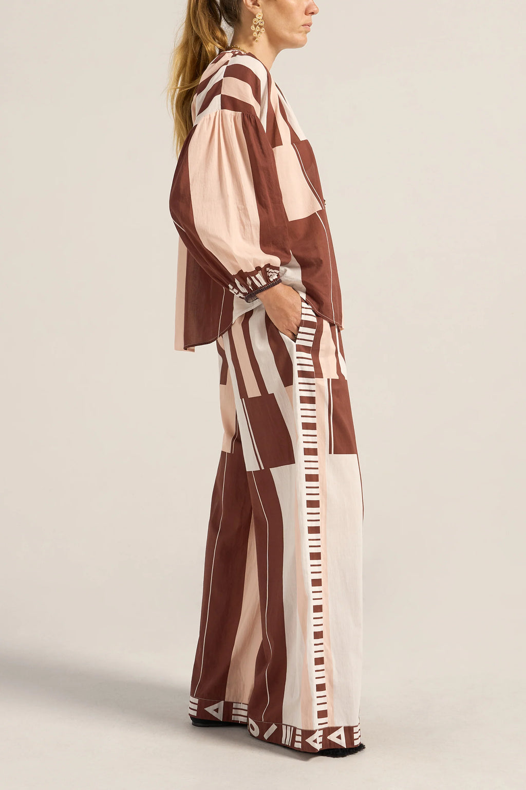Clio Pink & Brown Sarong Pants