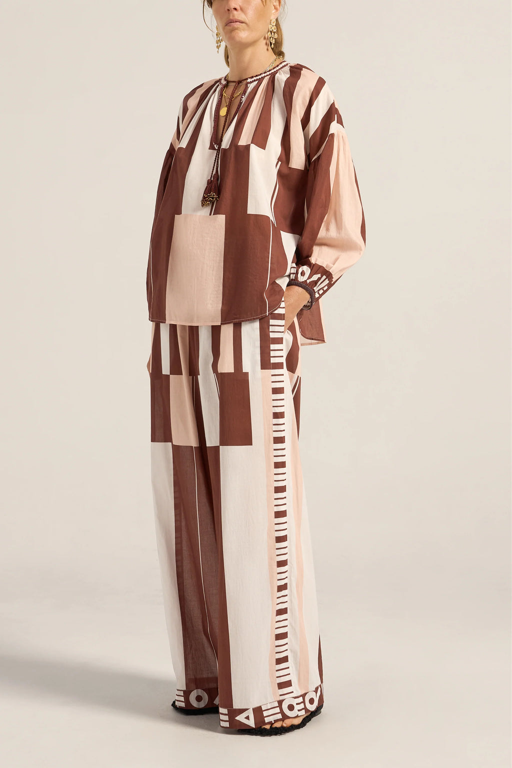 Clio Pink & Brown Sarong Pants