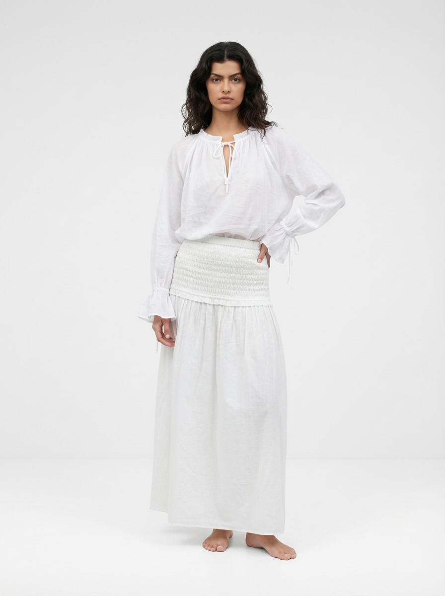 Flo Ruffle Long Sleeve Blouse White