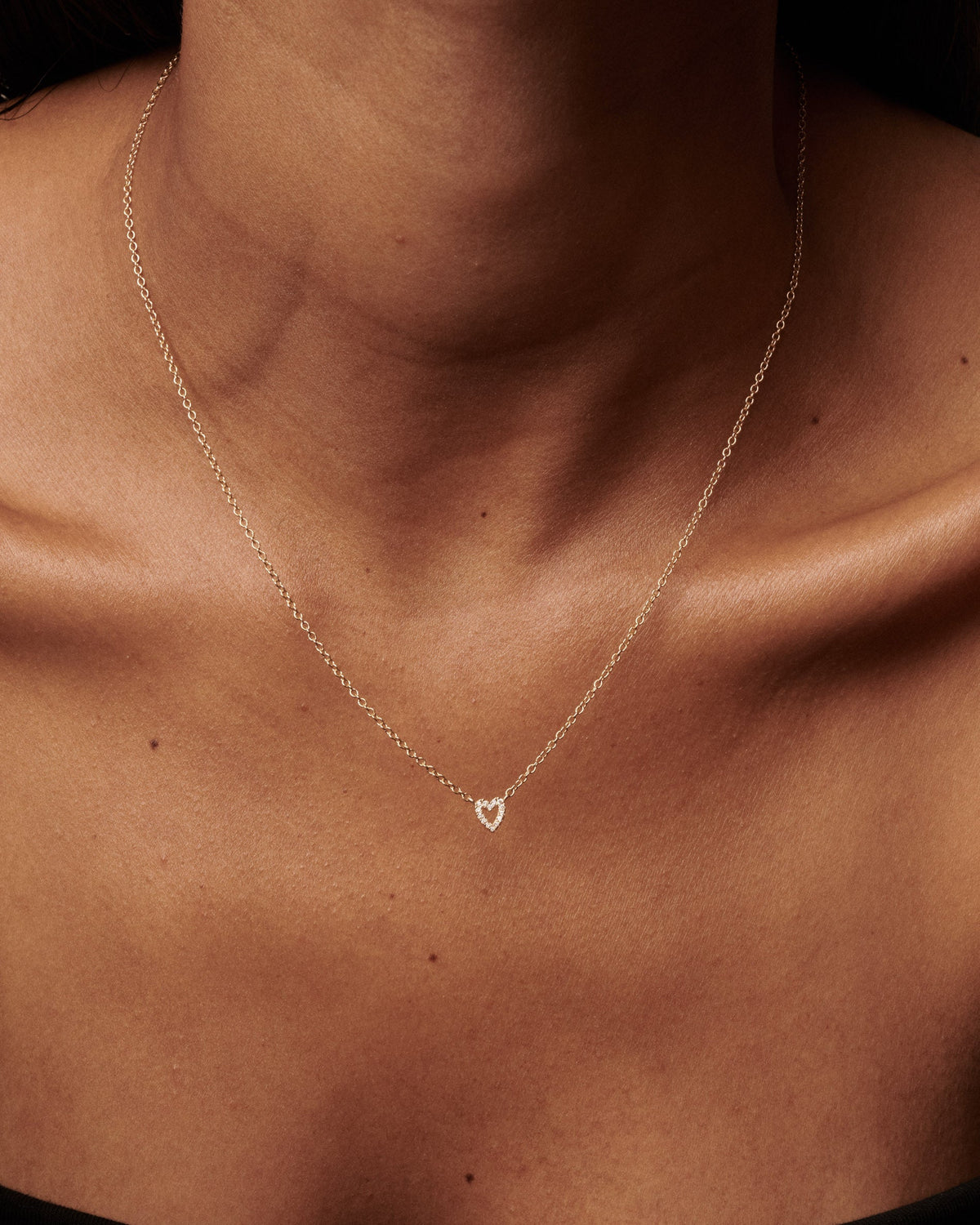 Diamond Heart Necklace | Fixed Charm with Lab-Grown Diamonds