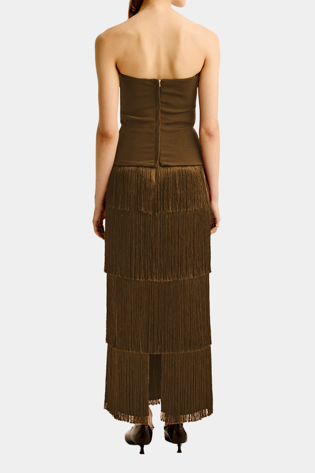 Cinca Fringe Maxi Skirt Olive