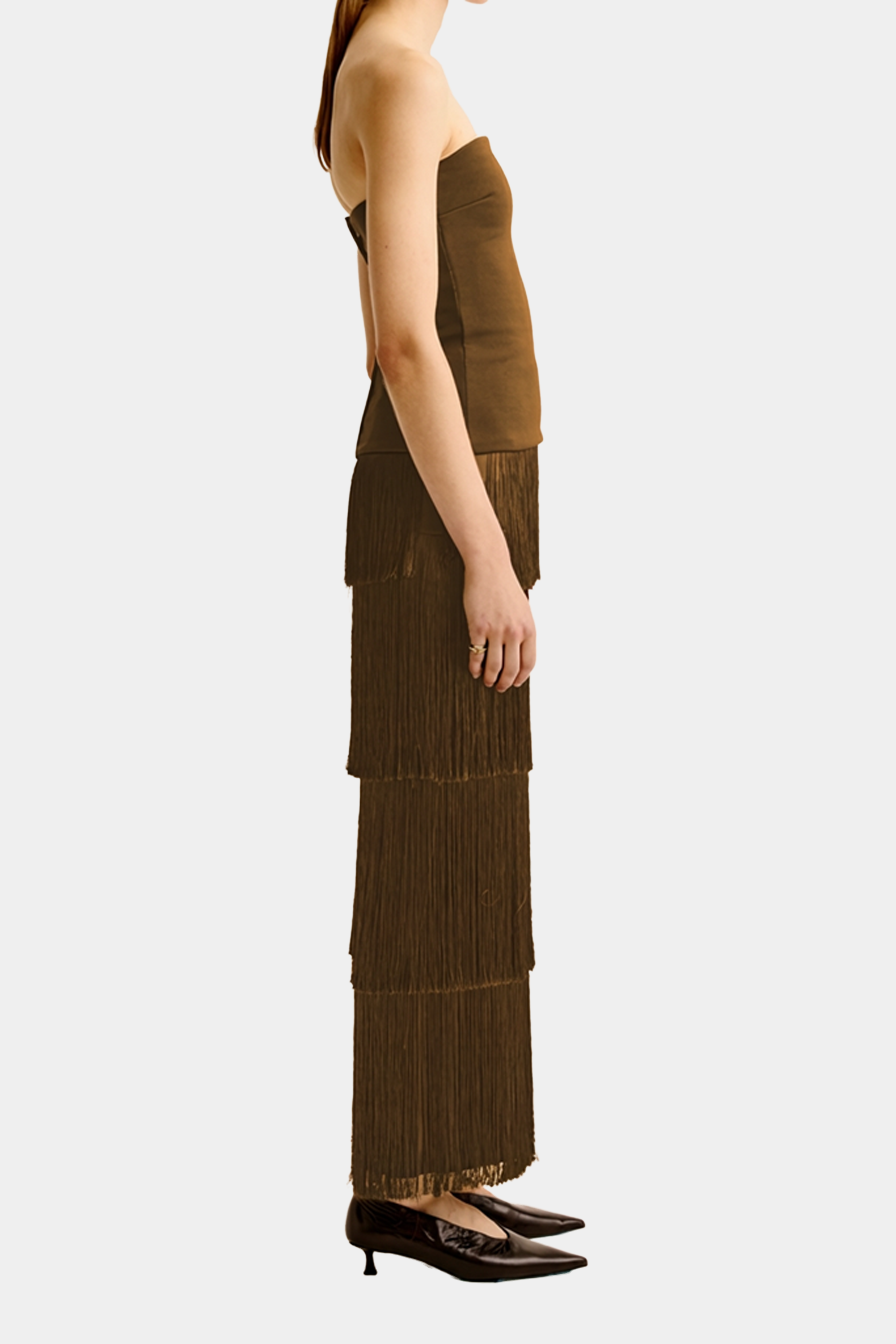 Cinca Fringe Maxi Skirt Olive