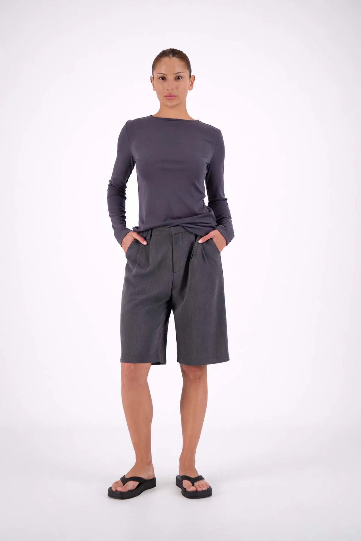 Estelle Bermuda Shorts Steel Gray