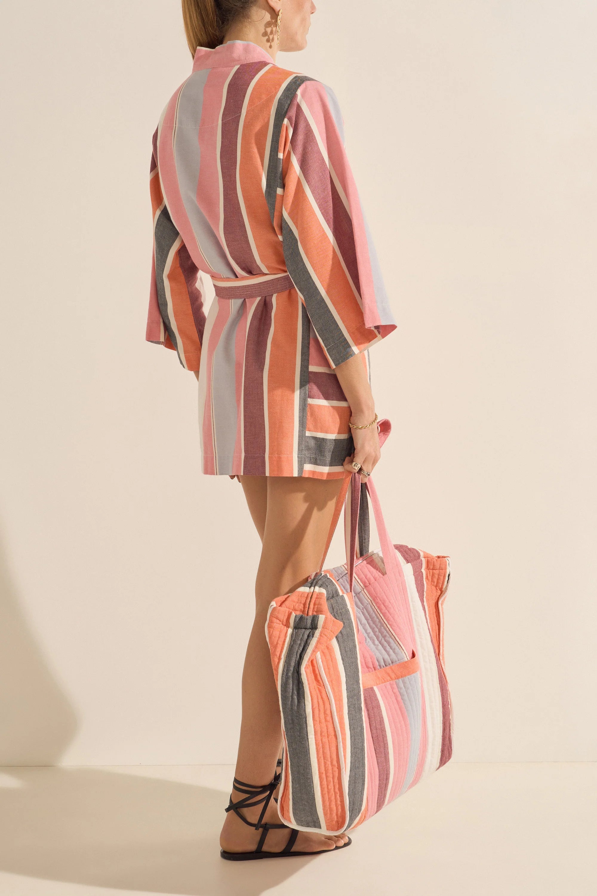 Ariane Fira Stripe Cotton Robe