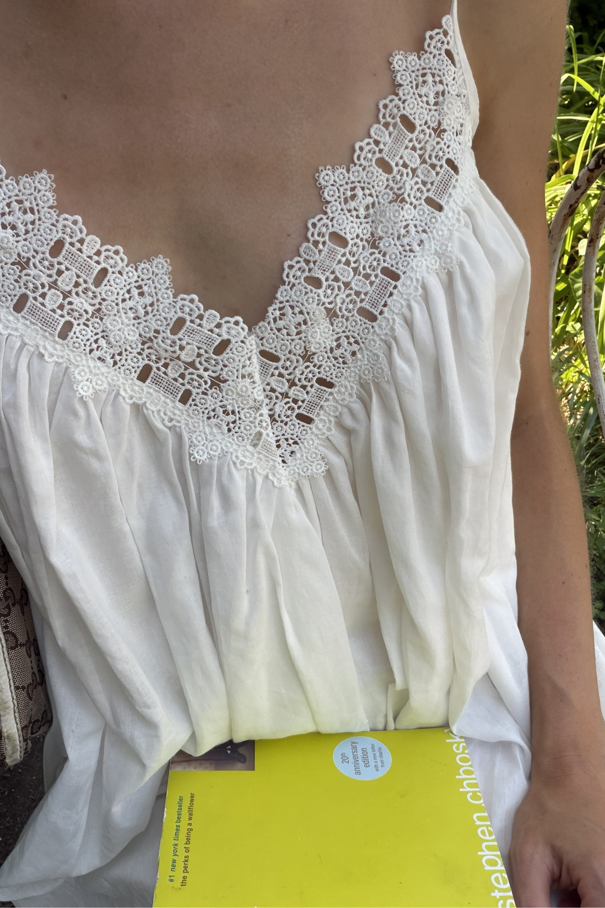 Lace V Neck Gathered Top