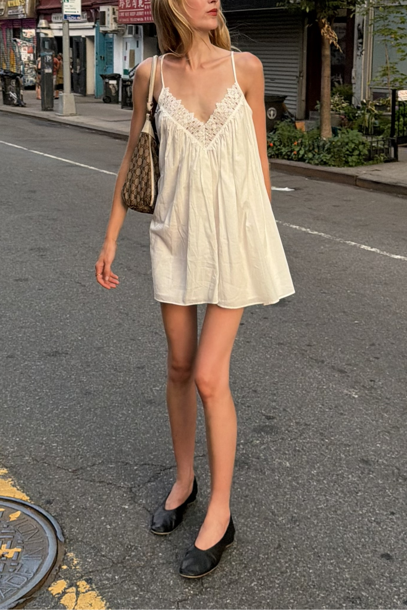 Lace V Neck Gathered Top