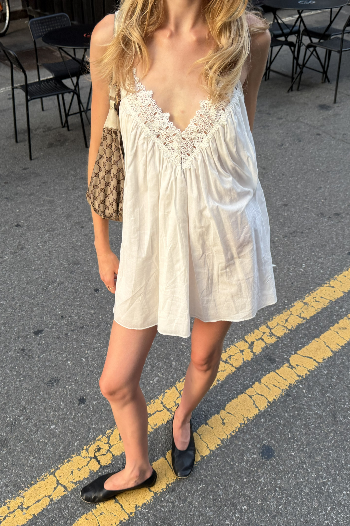 Lace V Neck Gathered Top