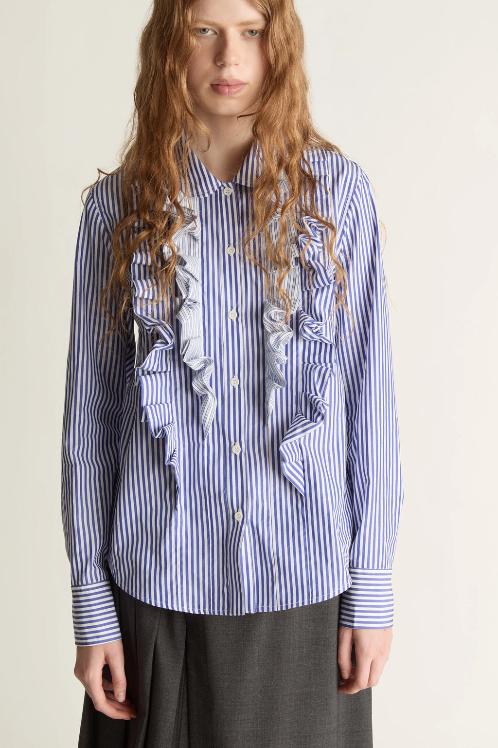 Ivy Stripe Ruffle Shirt