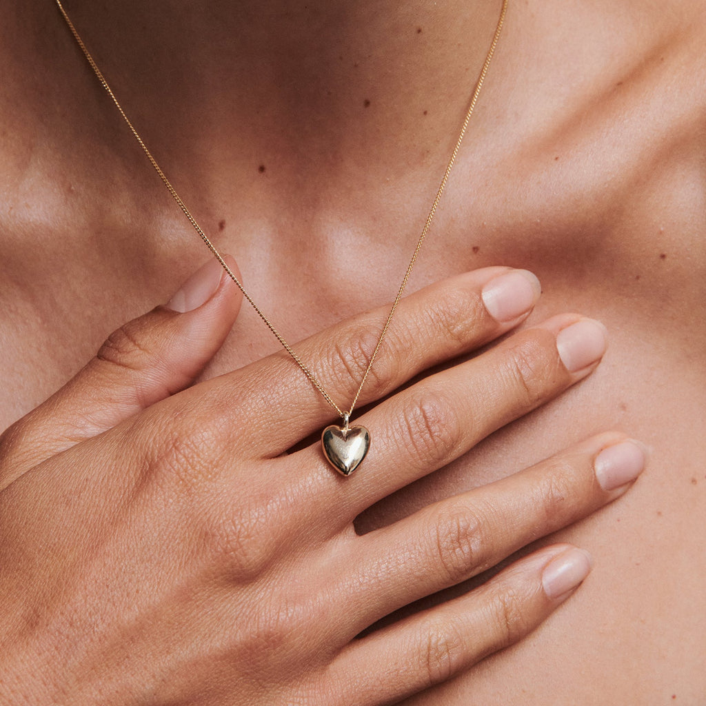 Puffed Heart Pendant | Heart Drop Pendant Necklace
