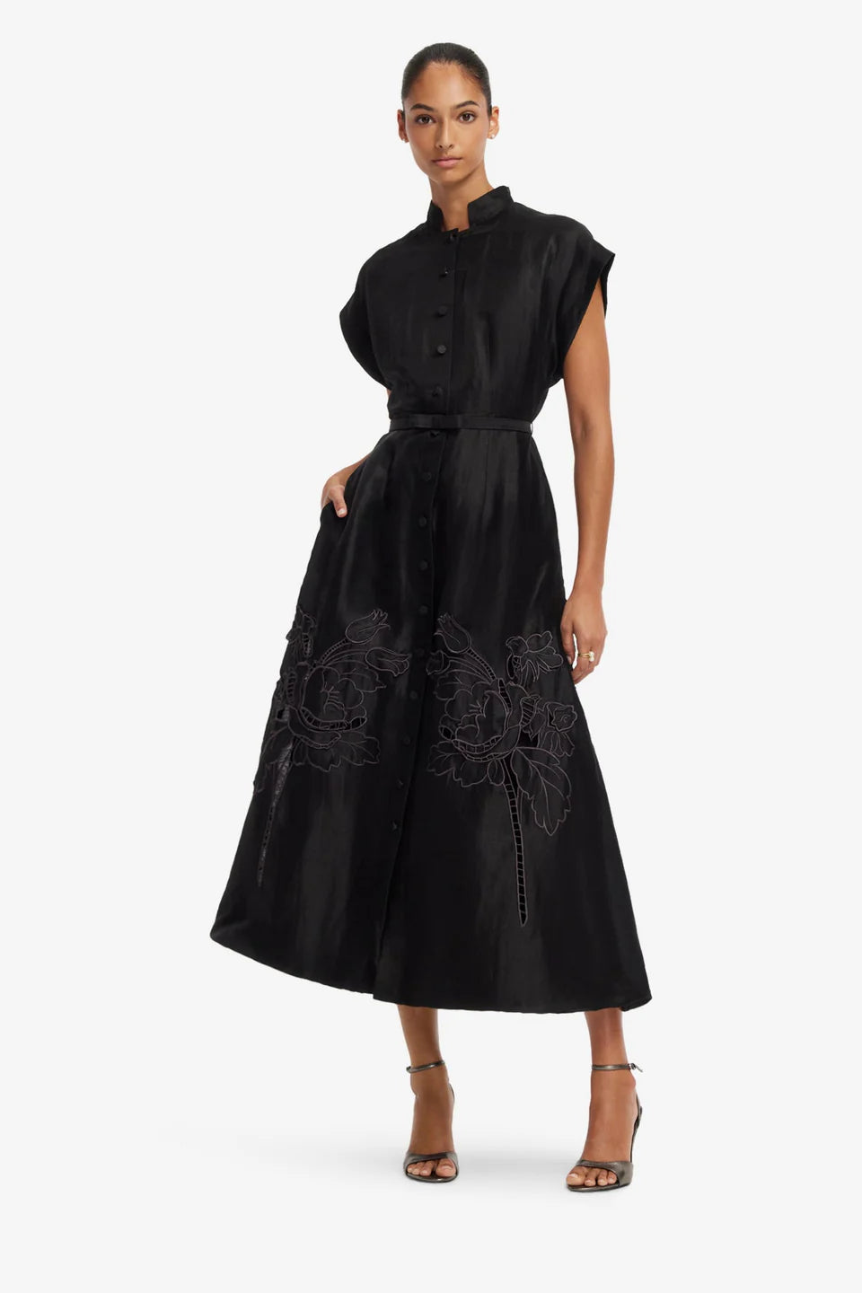 Aubrey Applique Shirt Midi Dress