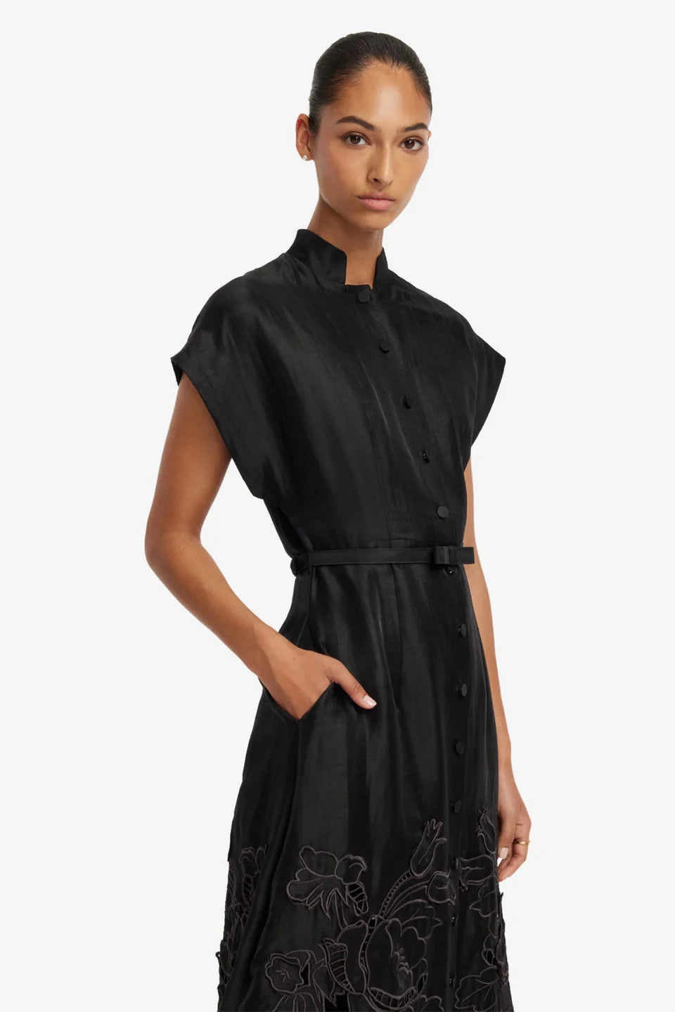 Aubrey Applique Shirt Midi Dress