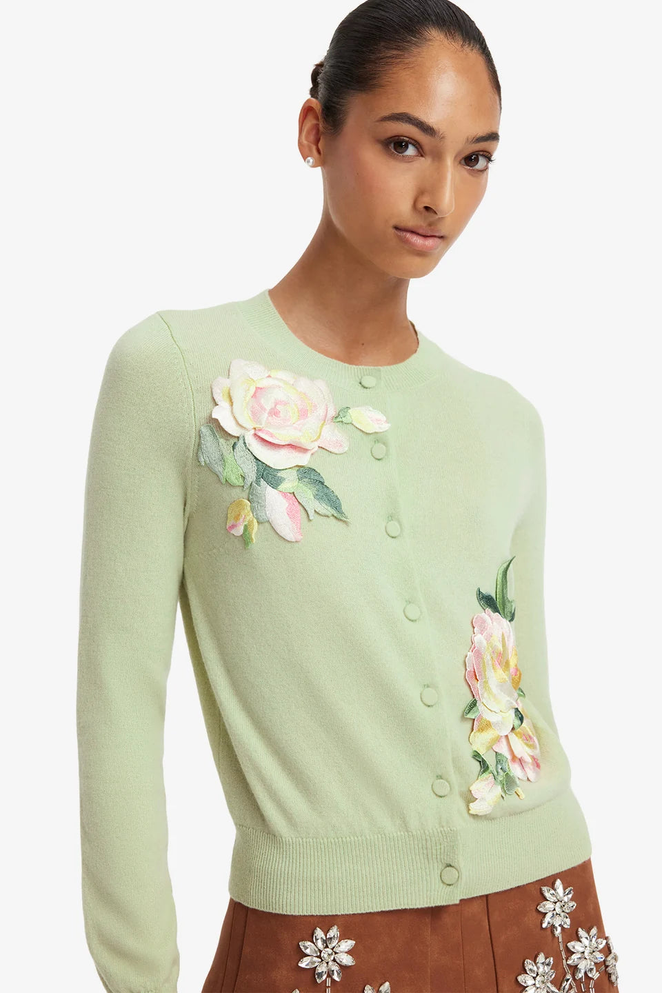Claire Embroidered Cashmere Blend Cardigan