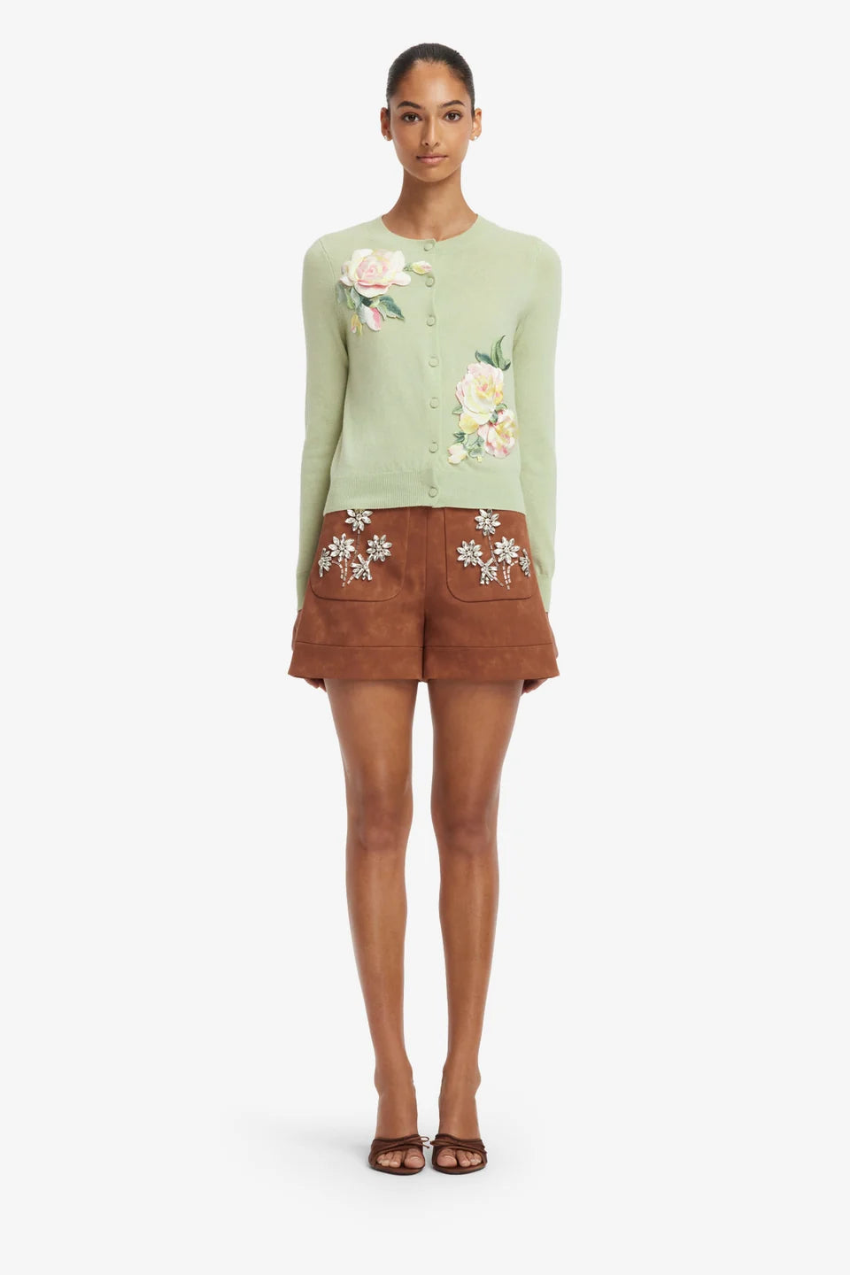 Tessa Embellished Vegan Suede Shorts