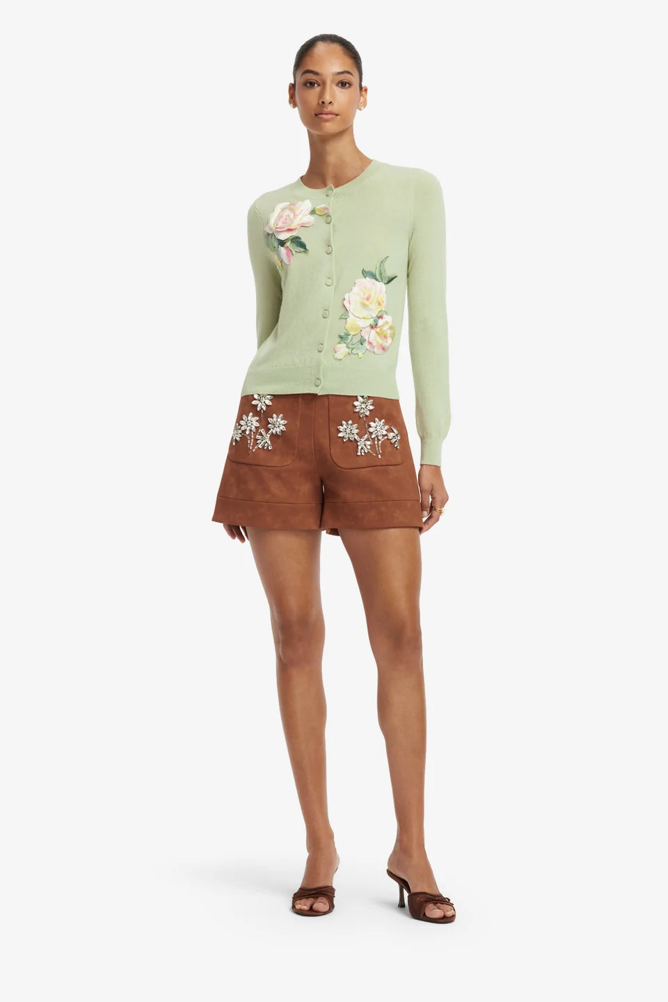 Claire Embroidered Cashmere Blend Cardigan