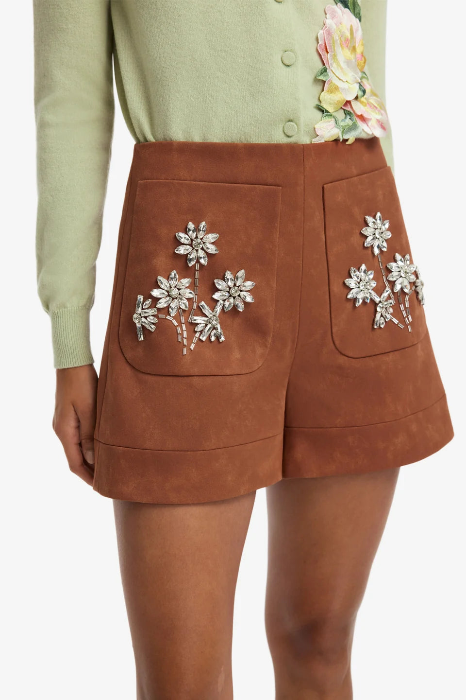 Tessa Embellished Vegan Suede Shorts