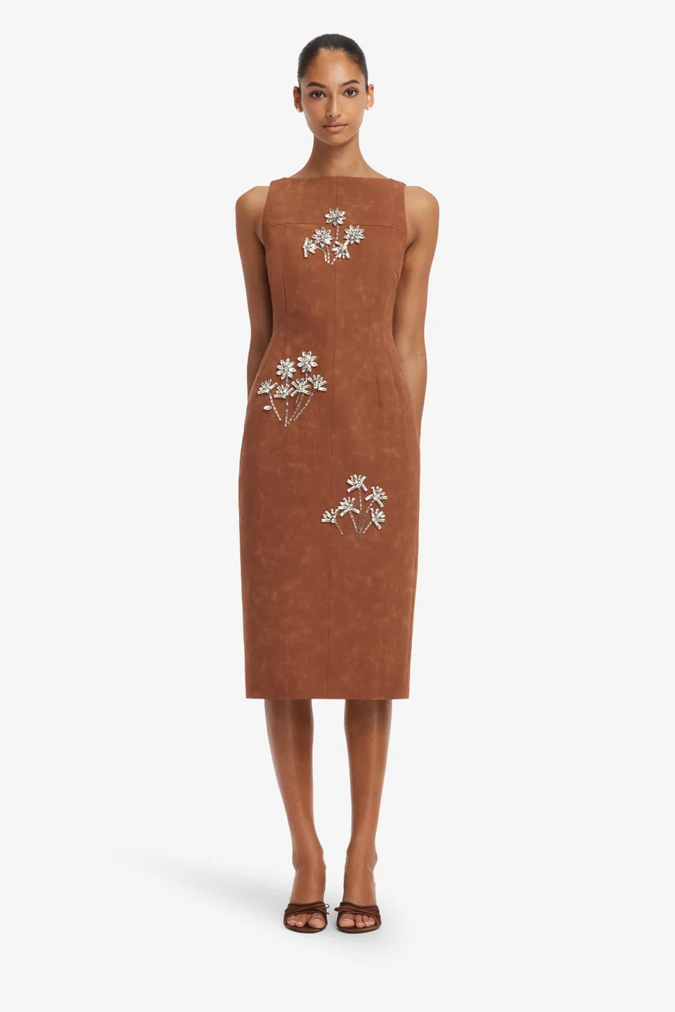 Eleanor Embellished Vegan Suede Midi Dress
