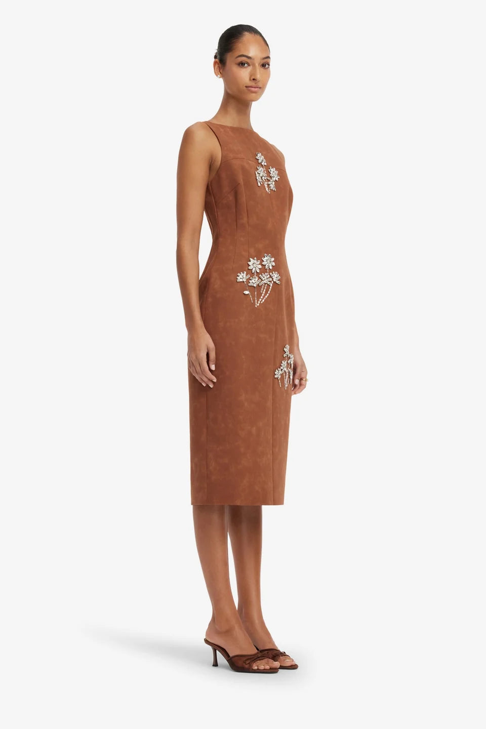 Eleanor Embellished Vegan Suede Midi Dress