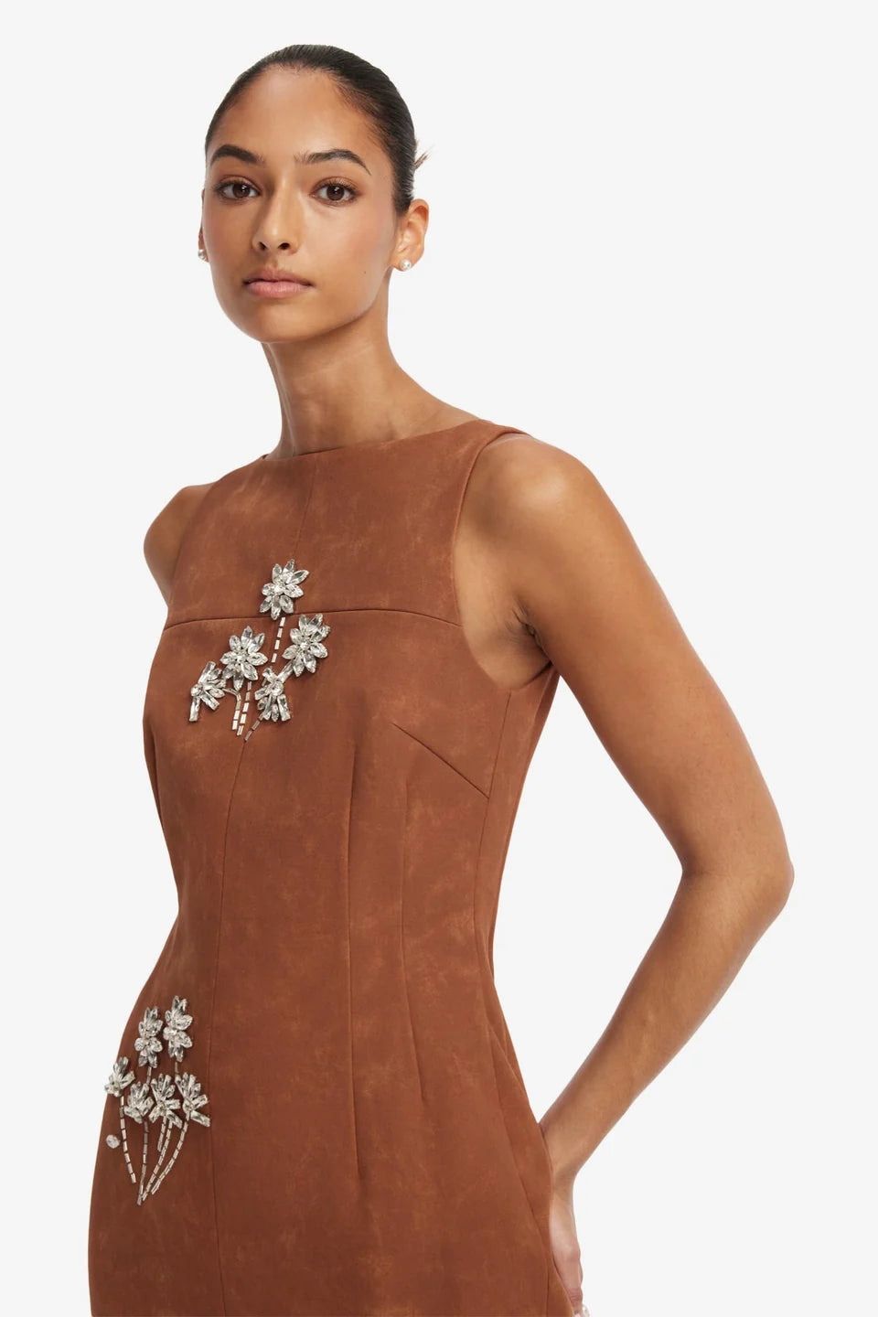 Eleanor Embellished Vegan Suede Midi Dress