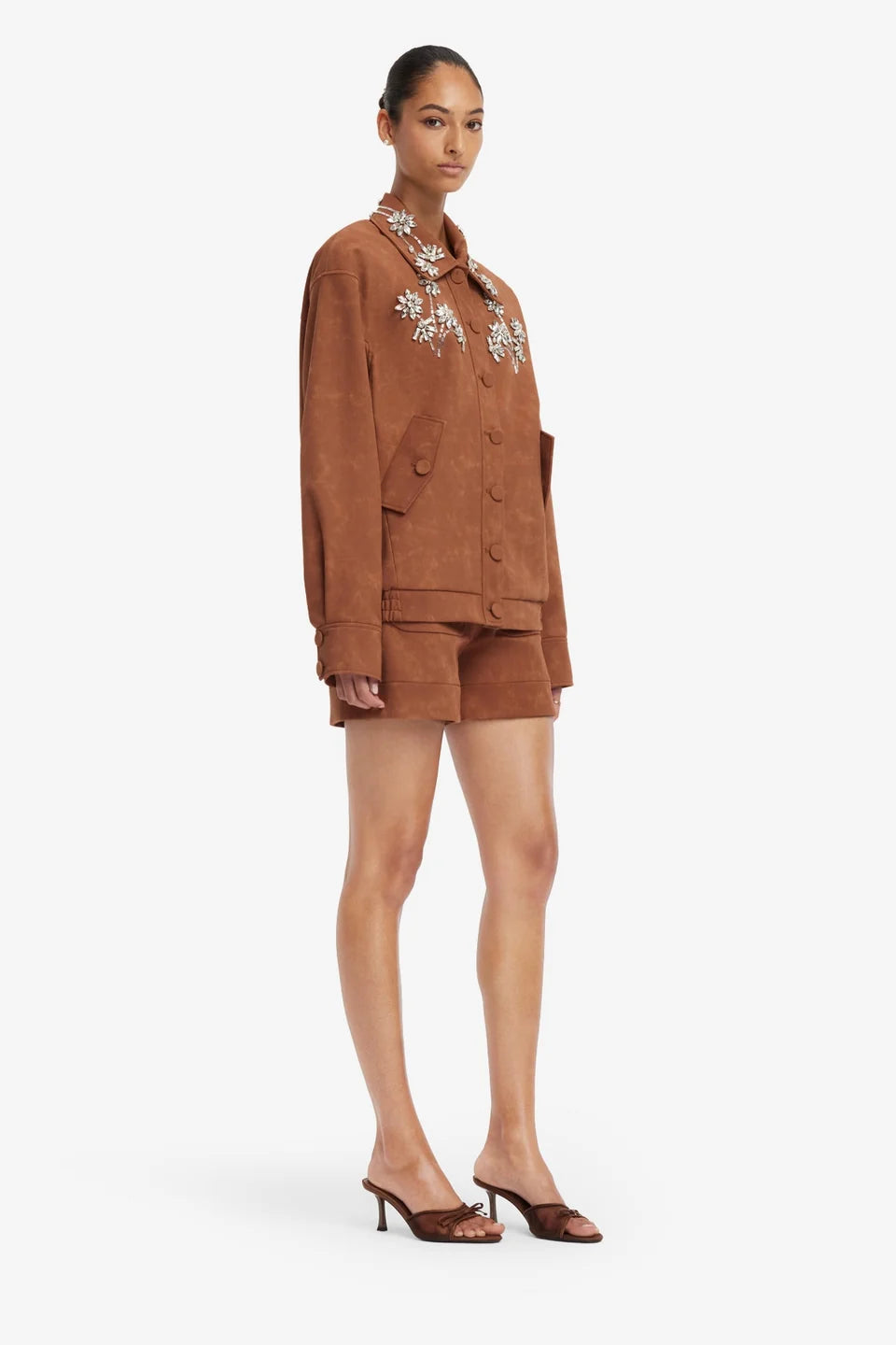 Astrid Embellished Vegan Suede Jacket