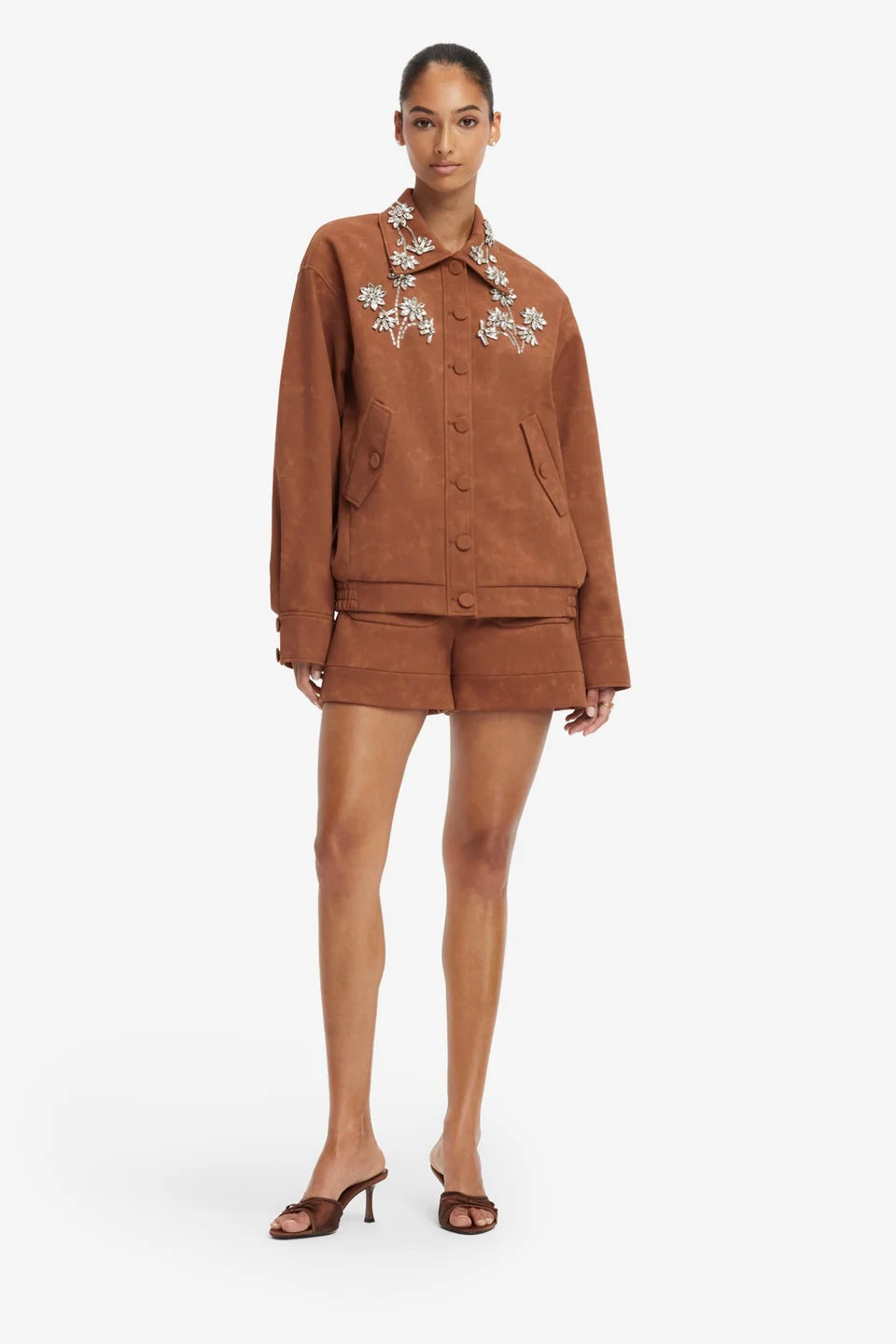 Astrid Embellished Vegan Suede Jacket