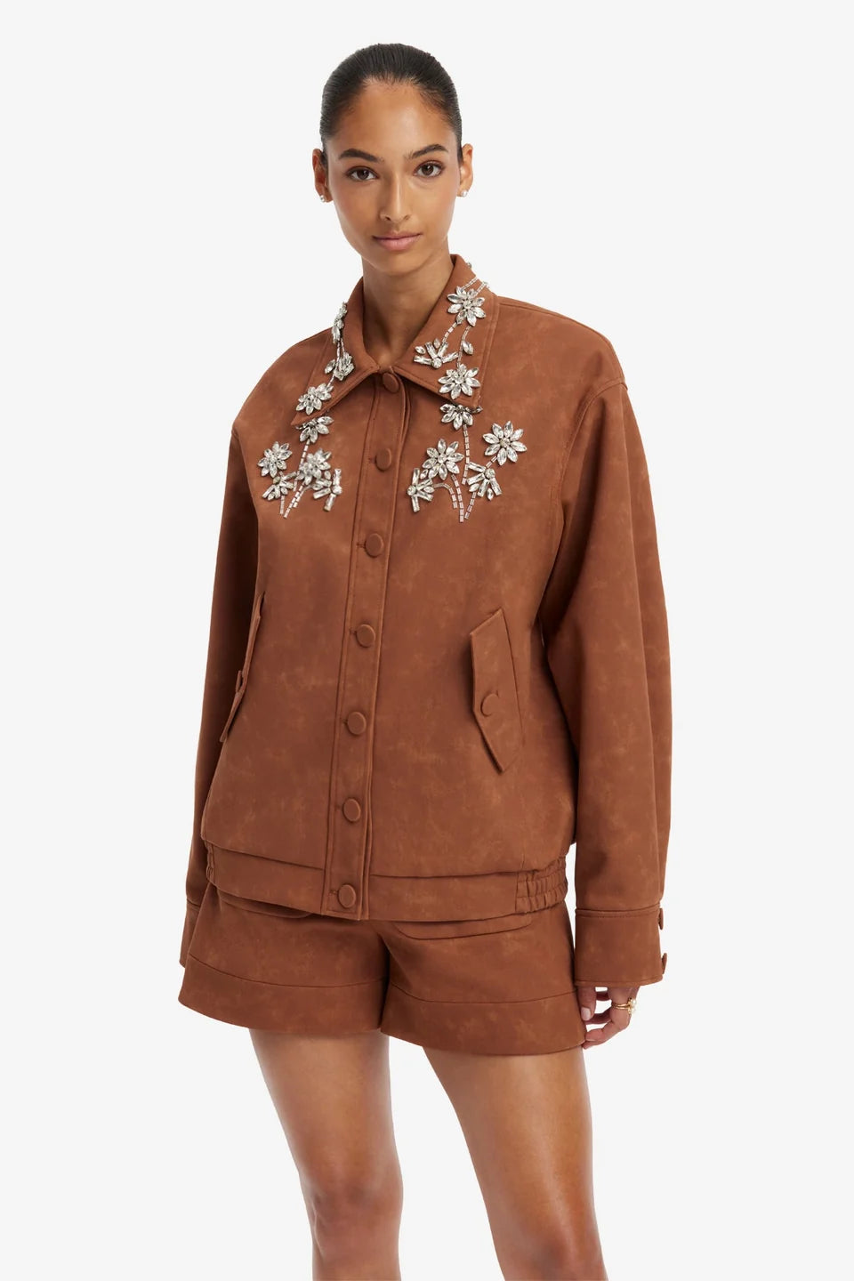 Astrid Embellished Vegan Suede Jacket