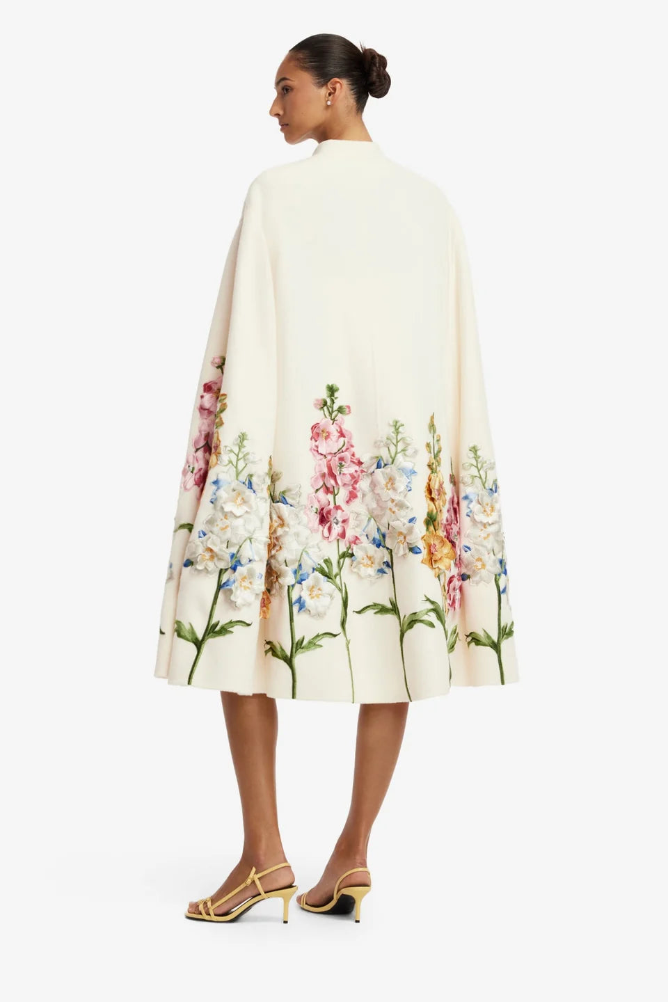 Clover Embroidered Wool Cape Jacket