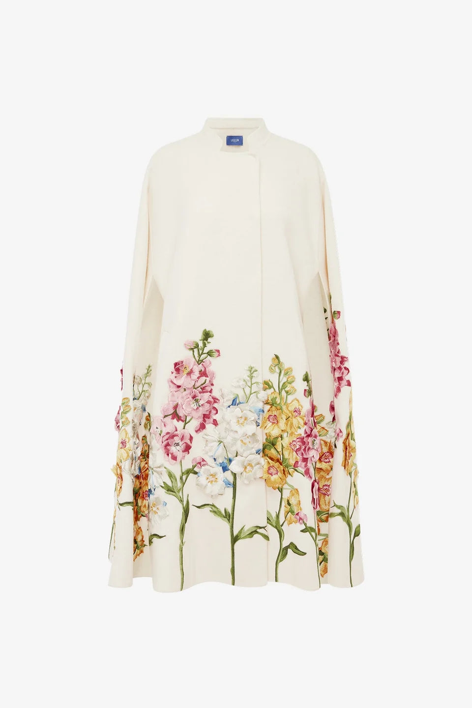 Clover Embroidered Wool Cape Jacket
