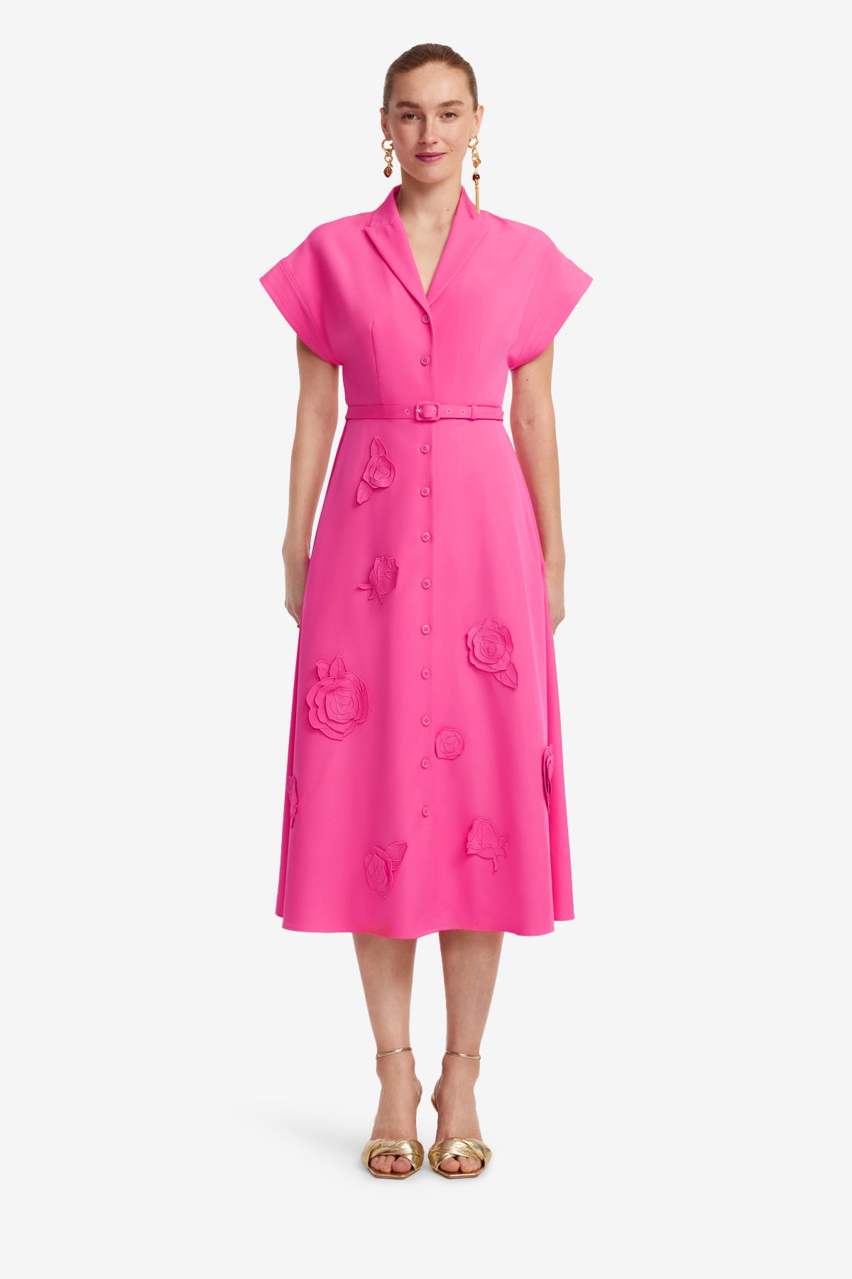 Aubrey Appliqué Shirt Midi Dress